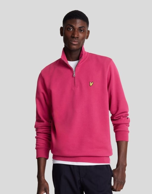 Lyle & Scott felpa pullover mid layer con zip corta color bordeaux, 1 di 7