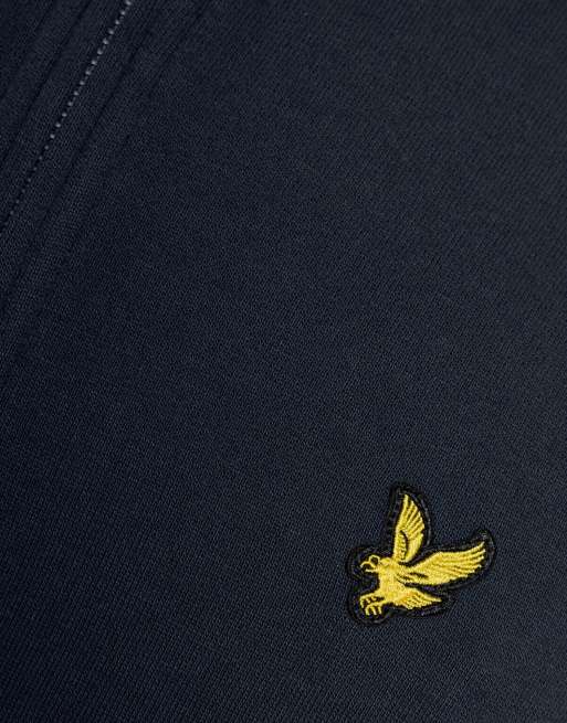 Lyle & Scott felpa pullover midlayer con zip corta, blu navy scuro, 5 di 6