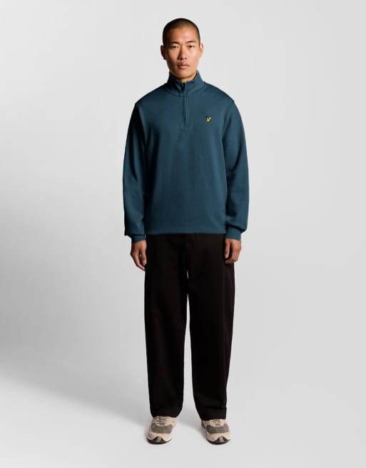 Lyle & Scott felpa pullover midlayer con zip corta in verde petrolio intenso, 2 di 6
