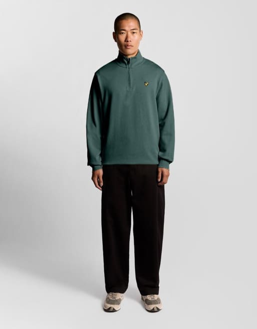 Lyle & Scott felpa pullover midlayer con zip corta in verde pino, 2 di 6