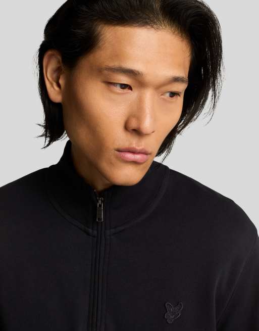 Lyle & Scott - Felpa sottile mid layer nero corvino con zip corta, 4 di 7