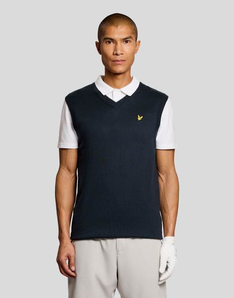 Lyle & Scott Fine knits golf v neck light weight vest in z271 dark navy - view 1