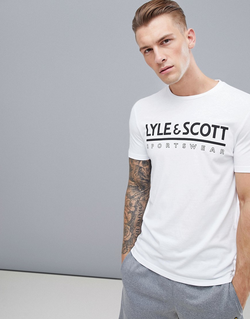 Lyle & Scott Fitness Harridge large logo t-shirt in white
