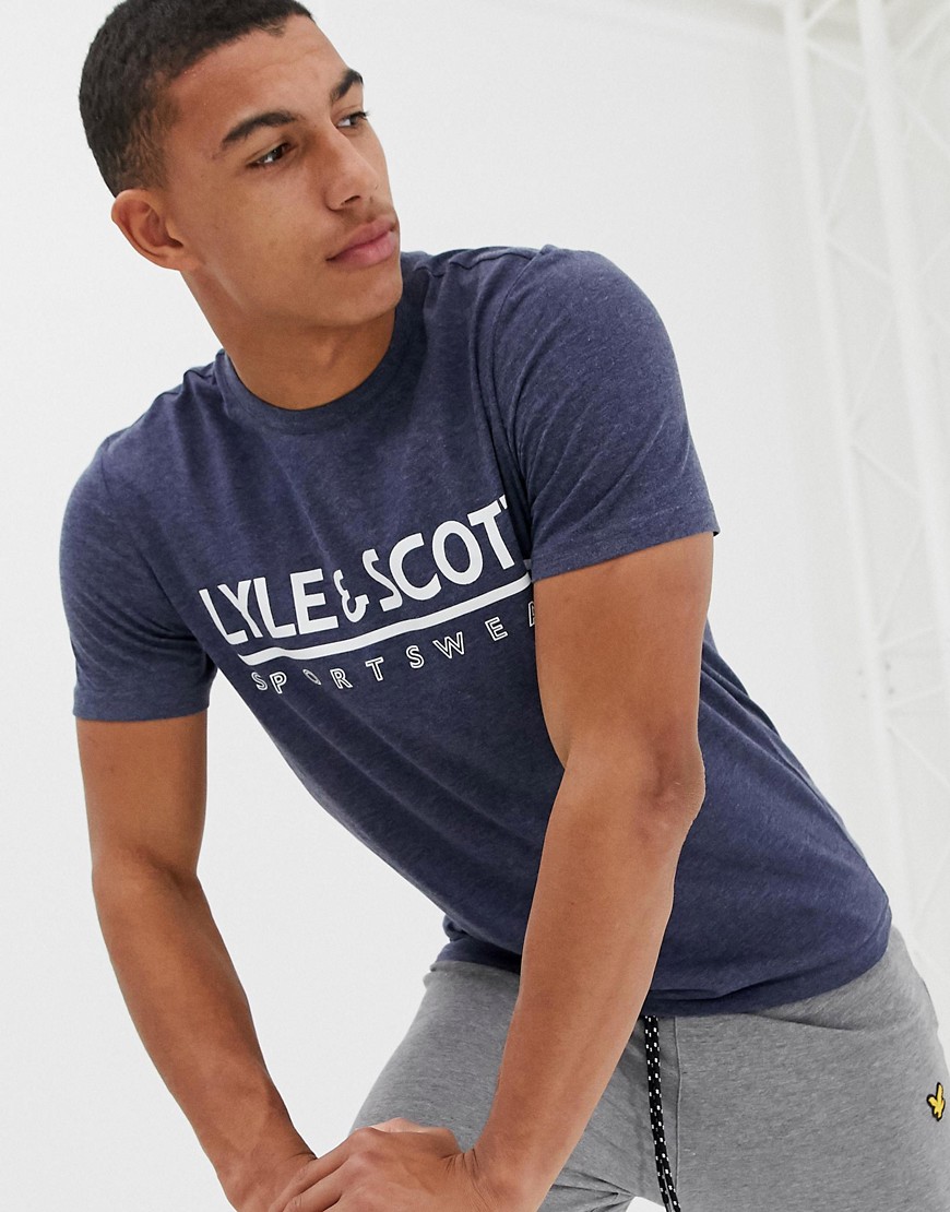 Lyle & Scott - Fitness - T-shirt met groot logo in gemêleerd marineblauw