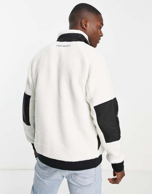 Lyle & Scott – Fleecejacke im Kontrastdesign in Weiß/Schwarz , 4 von 4