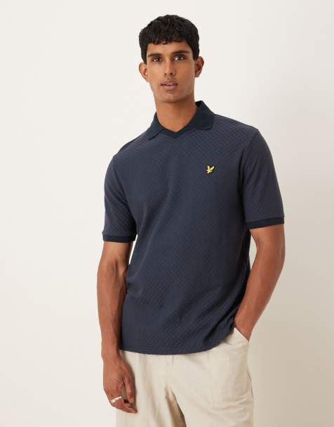 Lyle & Scott  football collar polo shirt in  dark navy  - view 1