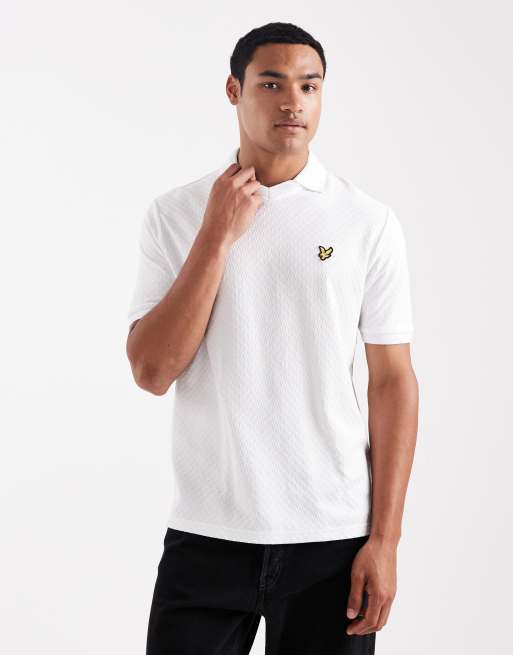 Lyle & Scott  football collar polo shirt in  white 