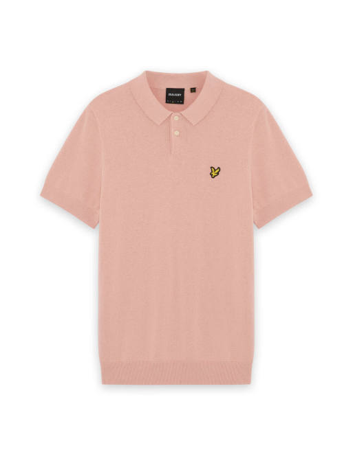 Lyle & Scott - Gebreide polo van katoen met korte mouwen in y120 roze grapefruit, 5 van 6