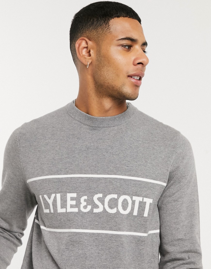 Lyle & Scott - Gebreide trui met logo in het midden in grijs