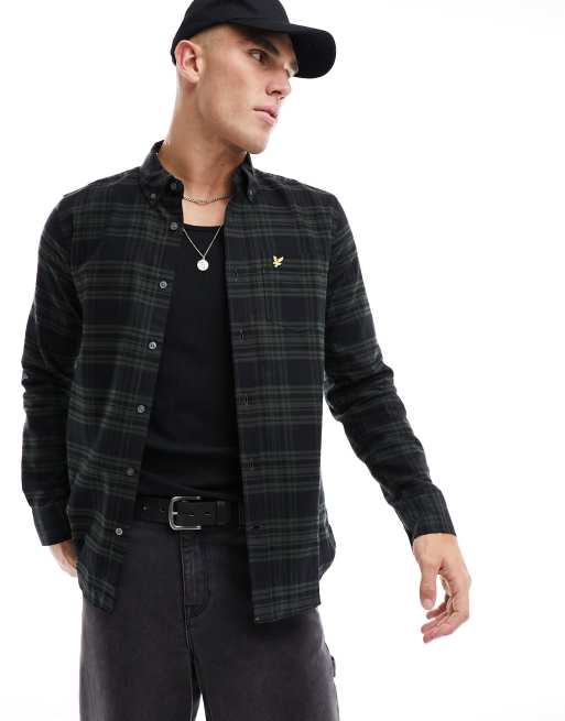 Lyle & Scott - Geruit flanellen overhemd met icoonlogo in bergmosgroen
