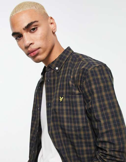 Lyle & Scott - Geruit poplin overhemd in marineblauw en groen, 4 van 4