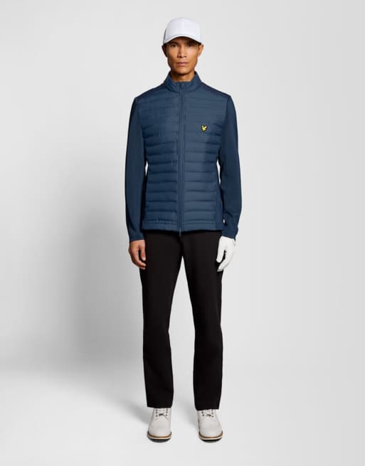 Lyle & Scott giacca da golf ibrida trapuntata leggera con zip intera in x526 ryder blue, 7 di 7