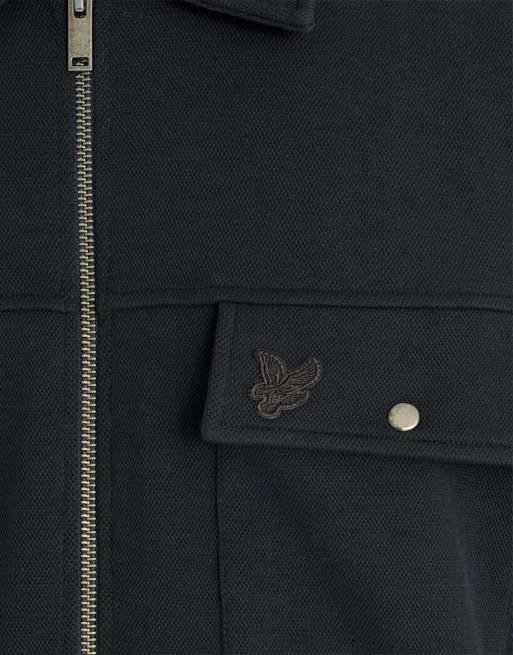 Lyle & Scott - Giacca mid layer in piqué interlock laccato, 6 di 6