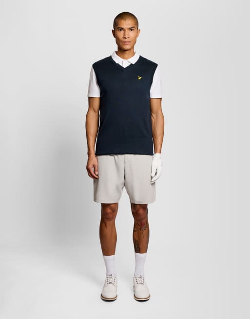 Lyle & Scott gilet léger en maille fine col V golf z271 bleu marine foncé, 2 de 7