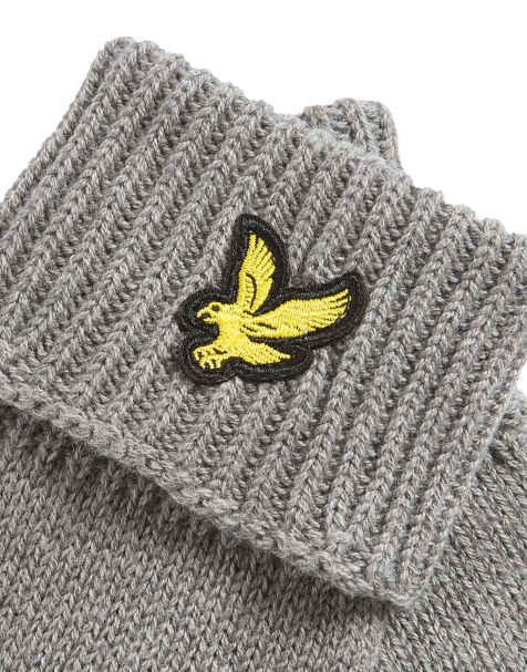 Lyle & Scott Gloves cotton merino gloves in t28 mid grey marl - view 1