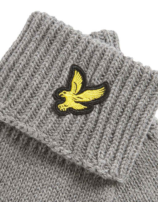 Lyle & Scott Gloves cotton merino gloves in t28 mid grey marl, 4 of 7