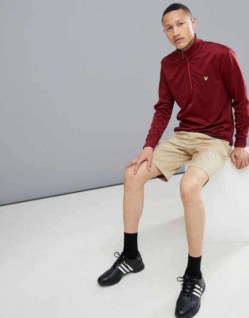 Lyle & Scott Golf - Wick - Pull d'épaisseur moyenne à col zippé en tricot doublé de polaire - Bordeaux, 4 de 4