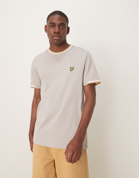 Lyle & Scott – Grå t-shirt med halv kantrand - view 1