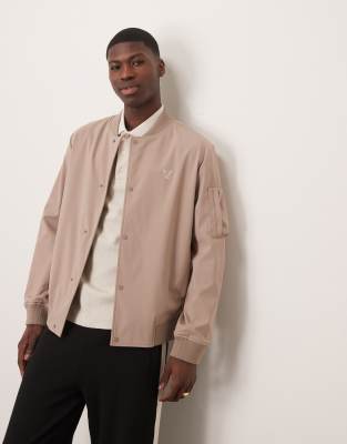 Lyle & Scott - Gråbrun bomber-jakke i softshell - view 1