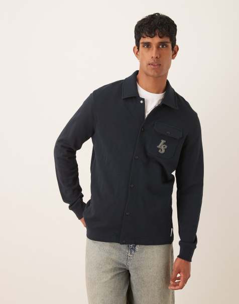 Lyle & Scott Emblem Loopback Overshirt in navy