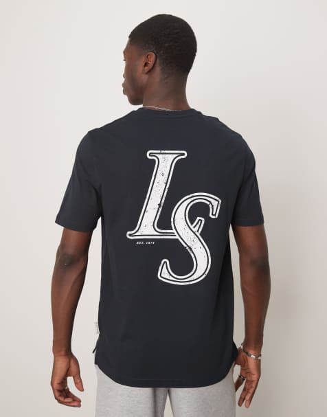 Lyle & Scott – Granatowy T-shirt z grafiką z emblematem - view 1