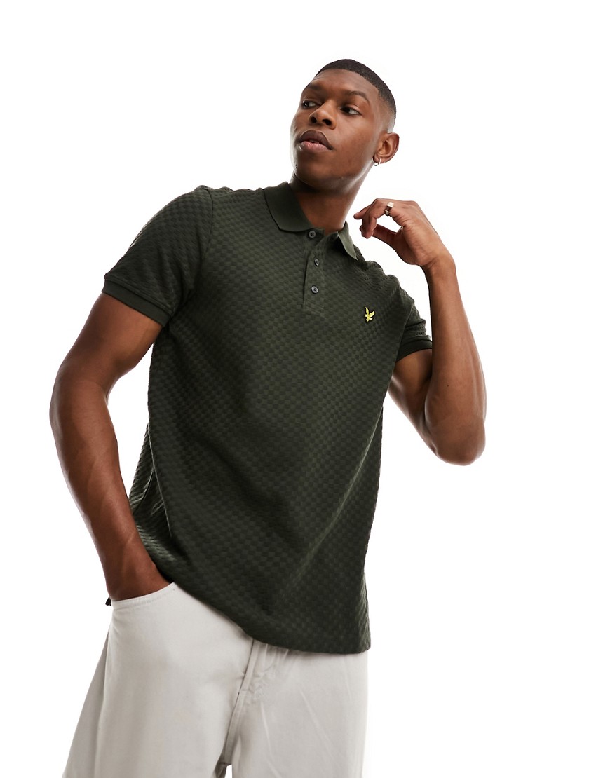 Lyle & Scott Grid Texture Polo Shirt in Green
