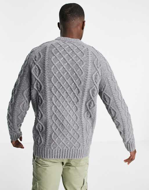 Lyle & Scott – Gruby sweter z dzianiny o splocie warkoczowym z okrągłym dekoltem, 2 z 4