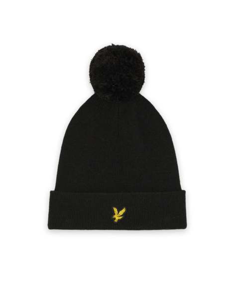 Lyle & Scott Headwear golf bobble hat in z865 jet black - view 1