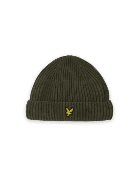 Lyle & Scott Headwear ribbed beanie in y294 true olive - view 1