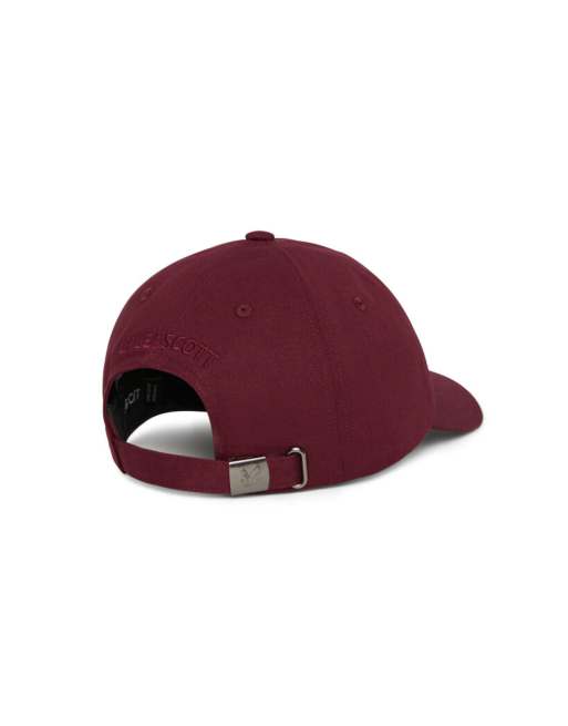 Lyle & Scott Headwear tonal eagle baseball cap in w976 fairway burgundy, 3 of 7