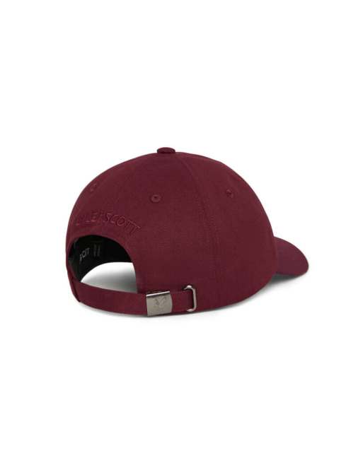 Lyle & Scott Headwear tonal eagle baseball cap in w976 fairway burgundy, 5 of 7