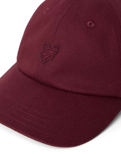 Lyle & Scott Headwear tonal eagle baseball cap in w976 fairway burgundy, 7 of 7