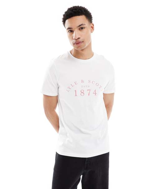 Lyle & Scott heritage graphic t shirt in white/ash red - view 1