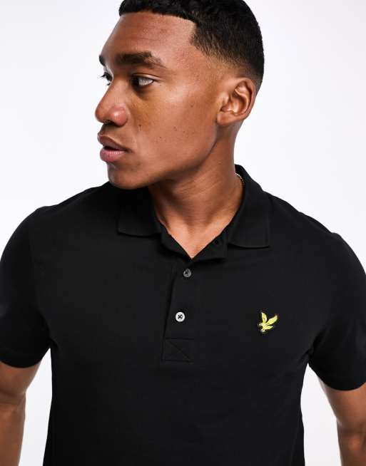 Lyle & Scott – Icon – Czarna koszulka polo z piki z logo   , 3 z 4