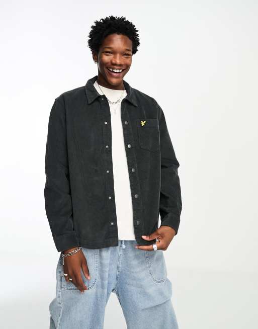 Lyle & Scott - Icon - Giacca in velluto a coste grigio canna di fucile con logo