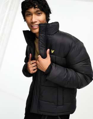 Lyle & Scott icon logo heavy puffer jacket in black