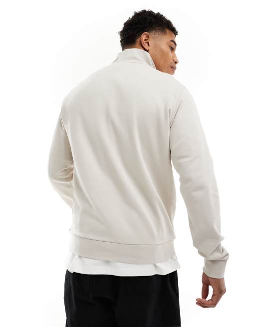 Lyle & Scott icon logo loopback quarter zip sweatshirt in beige, 2 of 4