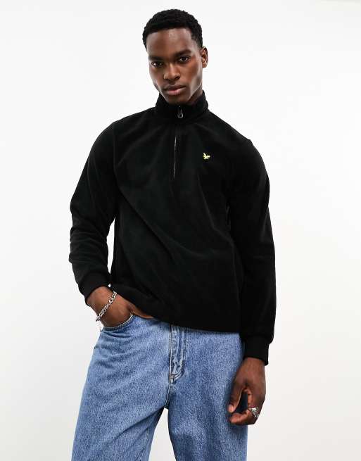 Lyle & Scott icon logo quarter zip sweatshirt in black | ASOS