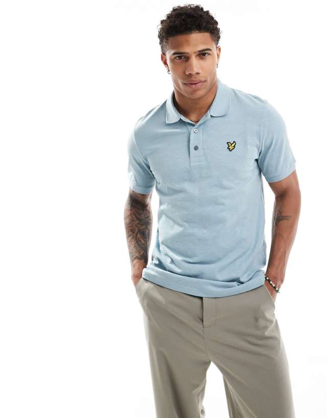 Lyle & Scott - icon logo slub polo in light blue