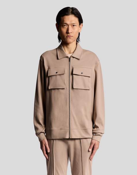 Lyle & Scott interlock jersey overshirt in cobblestone - view 1