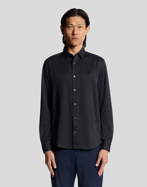 Lyle & Scott jacquard interlock shirt in deep navy - view 1