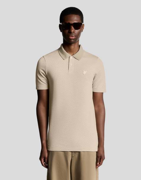 Lyle & Scott jacquard polo shirt in natural - view 1