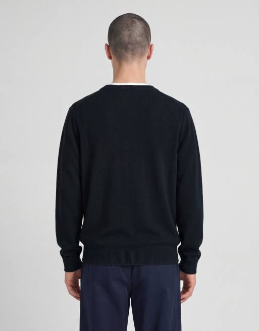 Lyle & Scott jersey de punto con cuello de pico en azul marino oscuro, 4 de 6
