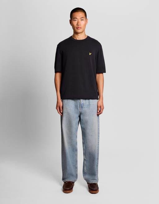 Lyle & Scott - jersey de punto de manga corta holgado en z271 azul marino oscuro, 2 de 6