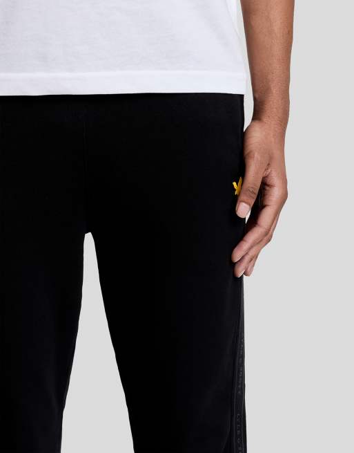 Lyle & Scott - joggers negros con cinta jacquard en la parte media, 3 de 7