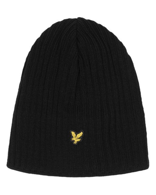 Lyle & Scott Knitted Ribbed Beanie in black