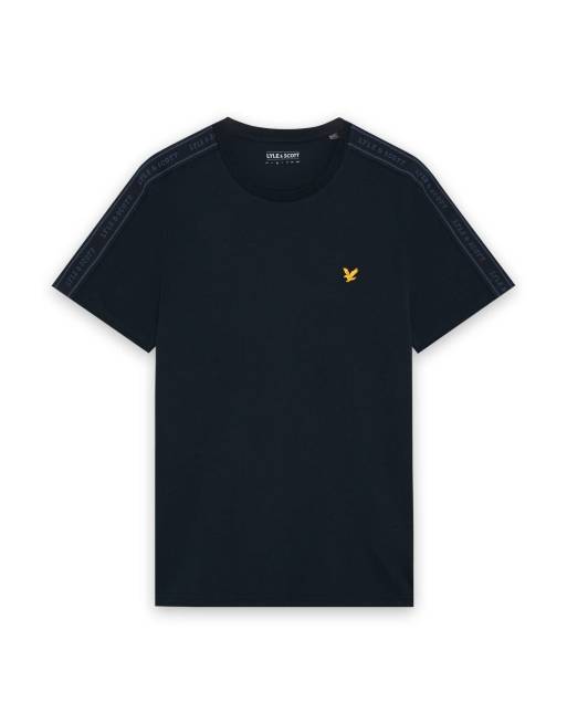 Lyle & Scott – Kurzärmliges T-Shirt in z271 dunklem Marineblau mit Jacquard-Band, 5 von 7