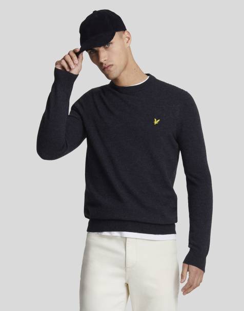 Lyle & Scott   lambswool blend crew neck jumper in  jet black marl - view 1