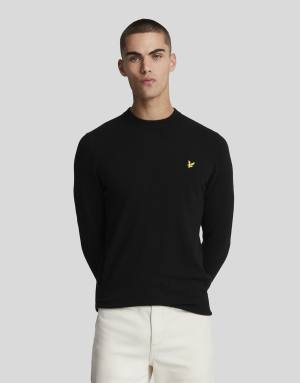 Lyle & Scott lambswool blend crew neck jumper in jet black marl
