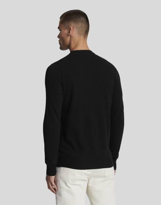 Lyle & Scott   lambswool blend crew neck jumper in  jet black marl , 3 of 7